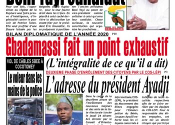 La Une du Mardi 29 Décembre 2020