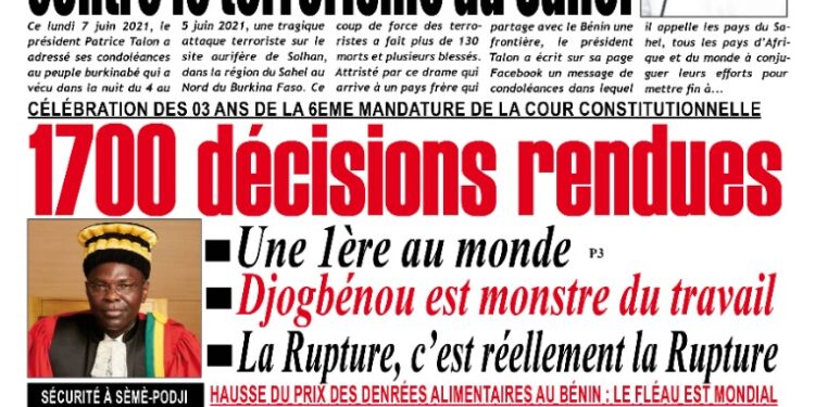 La Une du Mardi 08 Juin 2021