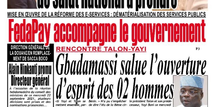 La Une du Jeudi 23 Septembre 2021