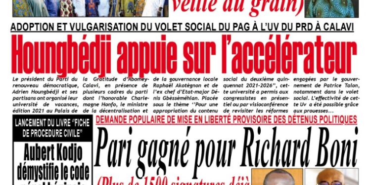 La Une du Mardi 02 Novembre 2021