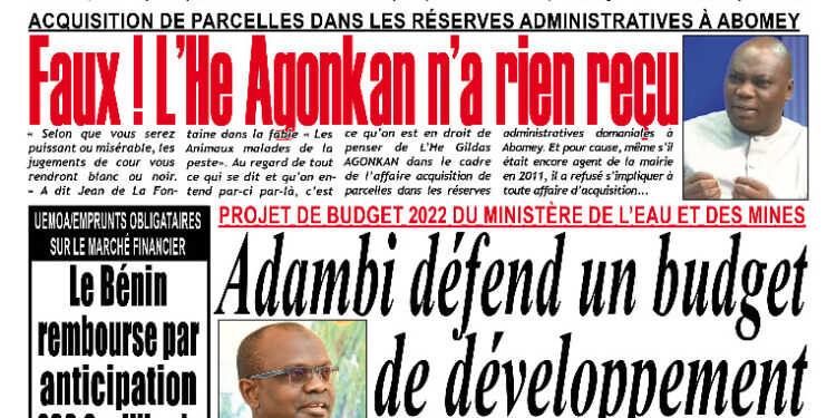 La Une du Vendredi 26 Novembre 2021