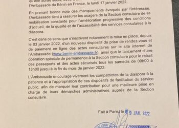 Ambassade du Bénin en France/Suite à certaines plaintes: L&rsquo;ambassadeur Agbangla prend acte et rassure