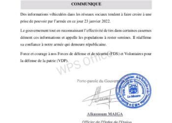 Tirs dans des casernes au Burkina Faso : Le gouvernement dément tout coup d&rsquo;État