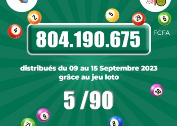 Jeu loto 5/90 de la LNB S A du 09 au 15 septembre 2023 : Les parieurs se partagent plus de 800 millions Fcfa