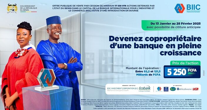 Offre publique de vente : Le Bénin cède entre 30,4% à 40% de ses actions dans le capital de la BIIC (les détails)