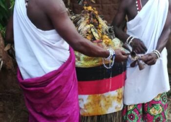 Cérémonies officielles de « Péta Trotro » et sortie des adeptes et dignitaires des divinités Dan, Hèbiosso et autres à Gakehoun Condji : Sa Majesté Togbé Malènou de Gakehoun, désormais haut dignitaire